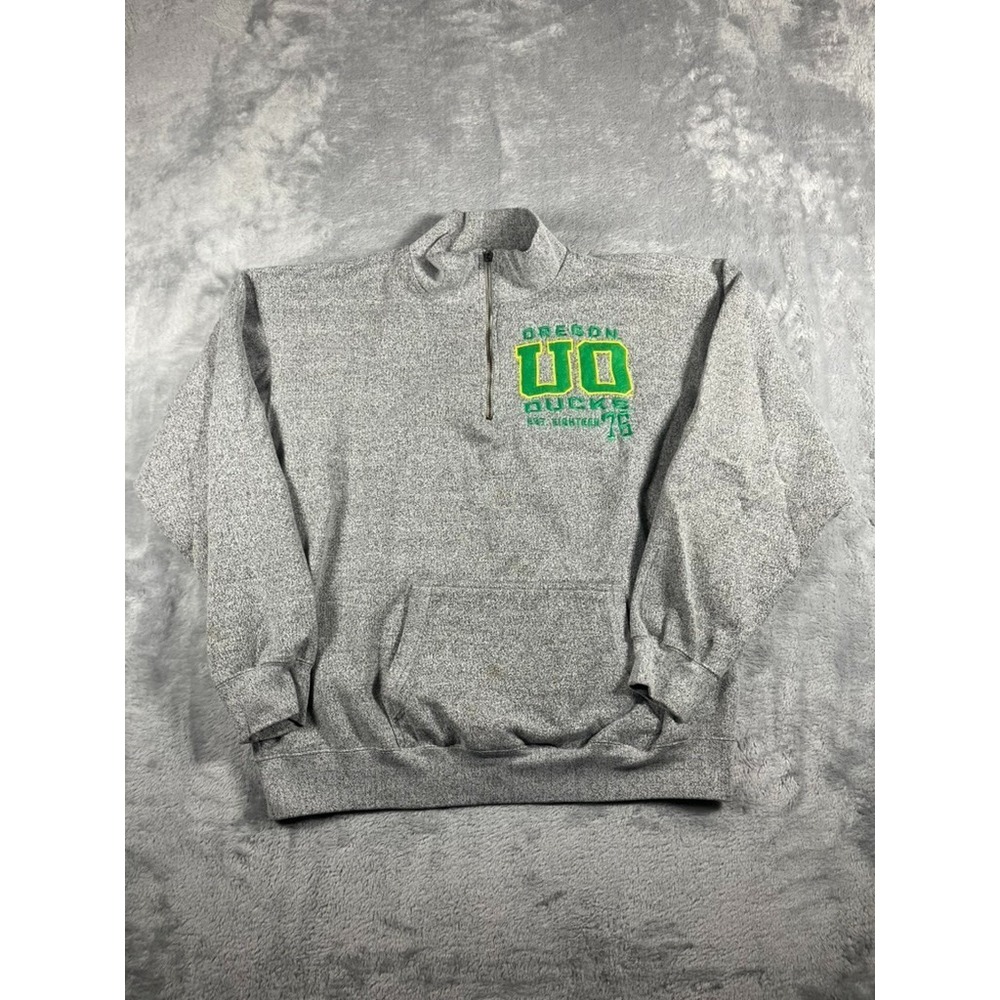 Oregon Ducks Quarter Zip Sweatshirt Mens Old Varsity Brand Embroidered 1876